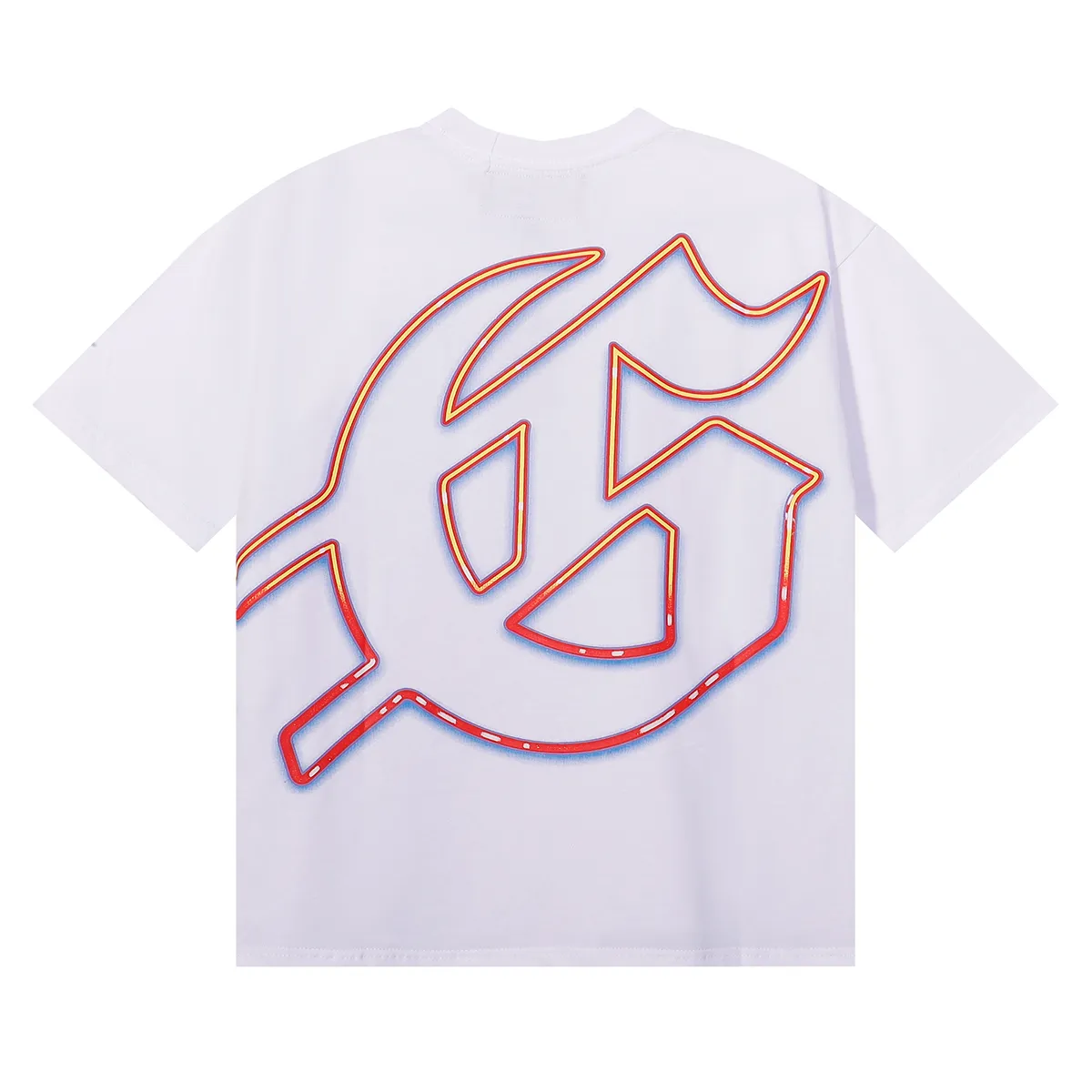 Batch 106, No. 7083, American fashion Godspeed skull racing print high quality double yarn pure cotton casual short-sleeved T-shirt Color: black, white, pink; Size: S M L XL