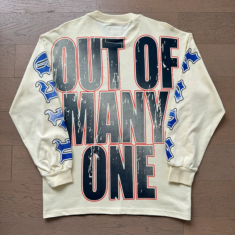 3157# P140 Real shot of Godspeed American fashion rock street pure cotton loose bottoming long-sleeved T-shirt long T. Fabric: 270g 32 count fine cotton double yarn pure cotton Color: Apricot Code number: S M L XL
