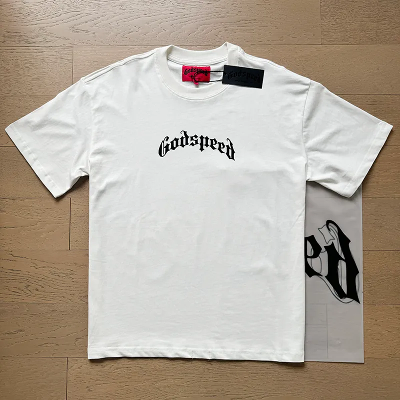 3019# P110 Real shot Godspeed American trendy rock street retro loose printed cotton short sleeves Fabric: 240g 32 count fine cotton double yarn pure cotton Color: off-white apricot Size: S M L XL