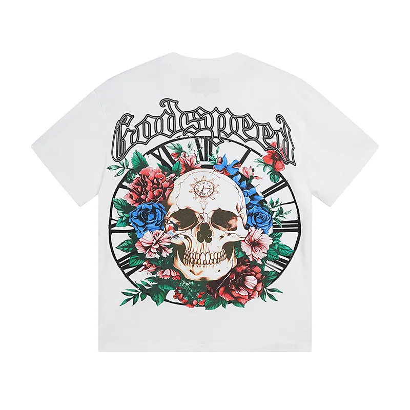 3019# P110 Real shot Godspeed American trendy rock street retro loose printed cotton short sleeves Fabric: 240g 32 count fine cotton double yarn pure cotton Color: off-white apricot Size: S M L XL
