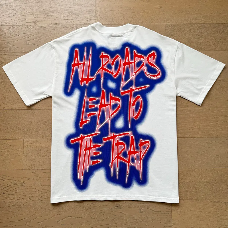 3115# P106 Real shot Godspeed American fashion rock street retro loose printed cotton short sleeves Fabric: 240g 32 count fine cotton double yarn pure cotton Color: off-white Size: S M L XL
