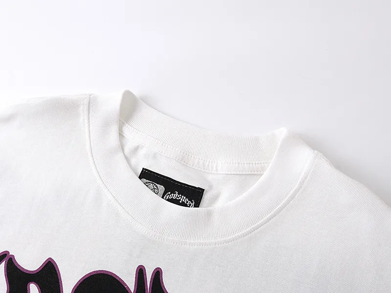 3115# P106 Real shot Godspeed American fashion rock street retro loose printed cotton short sleeves Fabric: 240g 32 count fine cotton double yarn pure cotton Color: off-white Size: S M L XL
