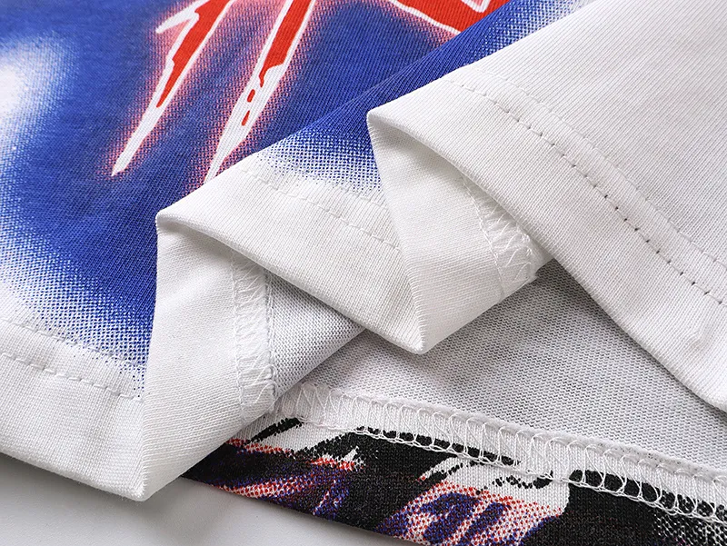 3115# P106 Real shot Godspeed American fashion rock street retro loose printed cotton short sleeves Fabric: 240g 32 count fine cotton double yarn pure cotton Color: off-white Size: S M L XL