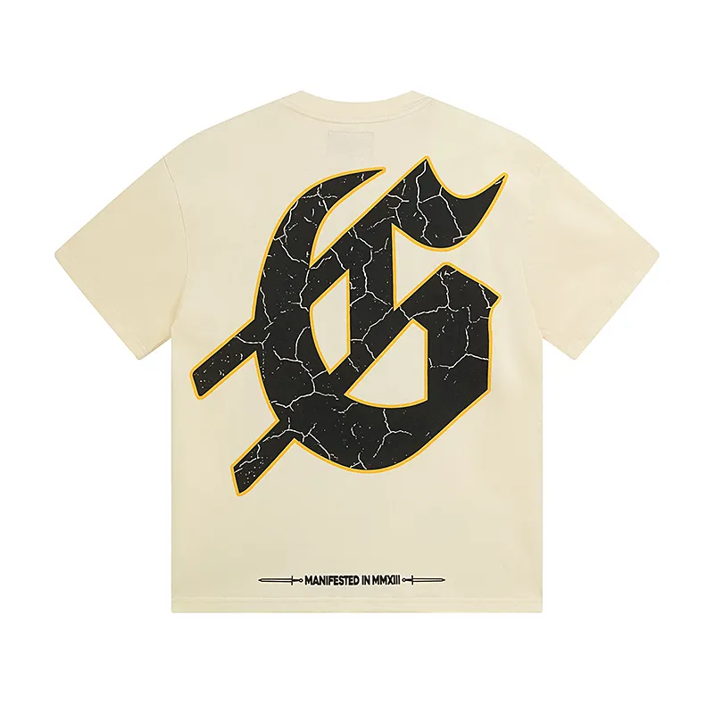 3080# P9050 Real shot Godspeed American fashion rock street retro loose printed cotton short sleeves Fabric: 240g 32 count fine cotton double yarn pure cotton Color: apricot Size: S M L XL