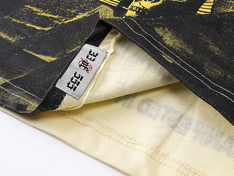 3080# P9050 Real shot Godspeed American fashion rock street retro loose printed cotton short sleeves Fabric: 240g 32 count fine cotton double yarn pure cotton Color: apricot Size: S M L XL