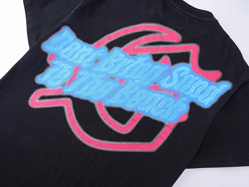 1052# P126 Washed Black Real Shot Godspeed American Fashion Rock Street Retro Washed Distressed Printed Cotton Short Sleeves Fabric: 250g 32 Count Fine Cotton Double Yarn Pure Cotton Color: Washed Black Size: S M L XL