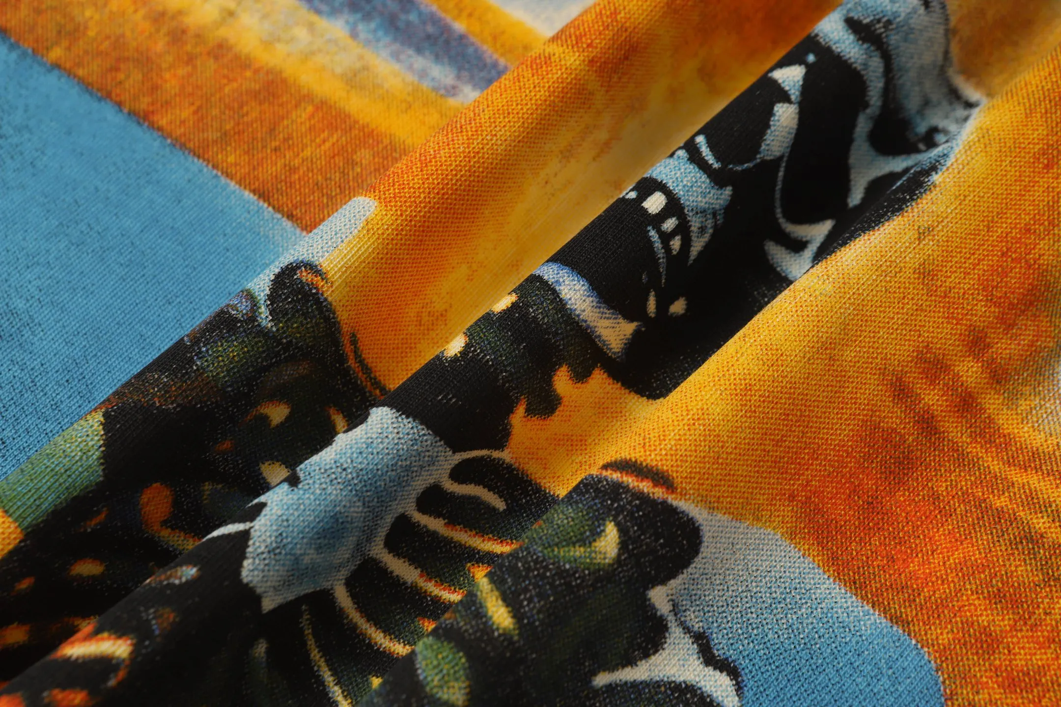 5042#apricot|P104 Godspeed cross-border American rock and roll street washed retro style short-sleeved T (craft printing) fabric (fabric) 32-count combed double yarn 240 grams weight code number (size): S-M-L-XL color (colour): apricot