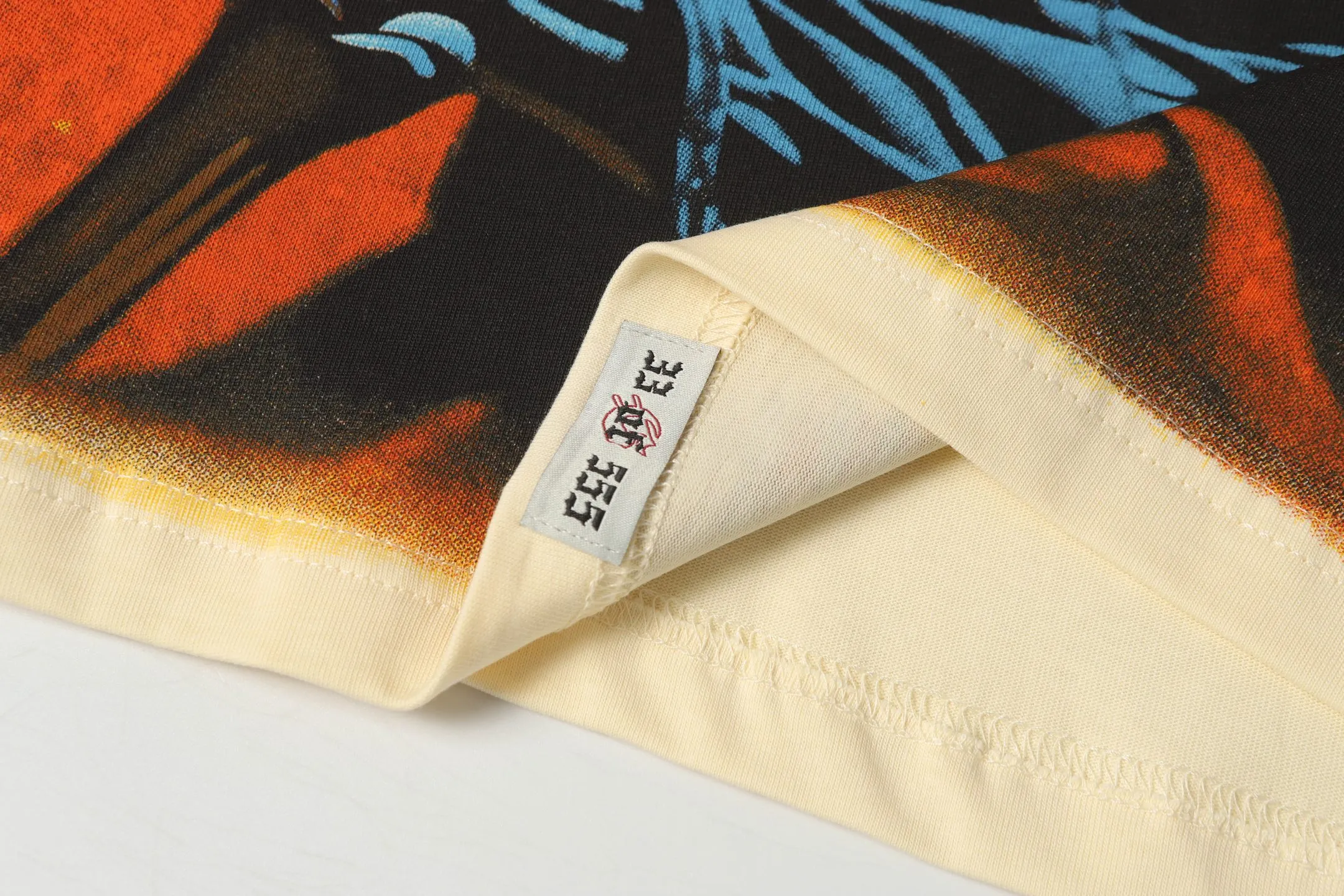 5042#apricot|P104 Godspeed cross-border American rock and roll street washed retro style short-sleeved T (craft printing) fabric (fabric) 32-count combed double yarn 240 grams weight code number (size): S-M-L-XL color (colour): apricot