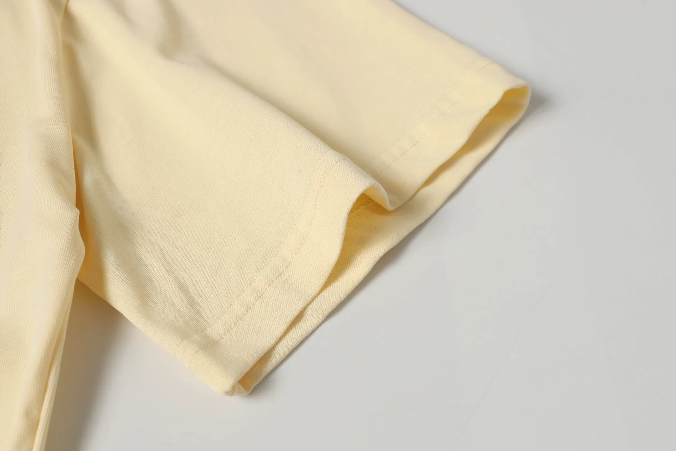 5042#apricot|P104 Godspeed cross-border American rock and roll street washed retro style short-sleeved T (craft printing) fabric (fabric) 32-count combed double yarn 240 grams weight code number (size): S-M-L-XL color (colour): apricot