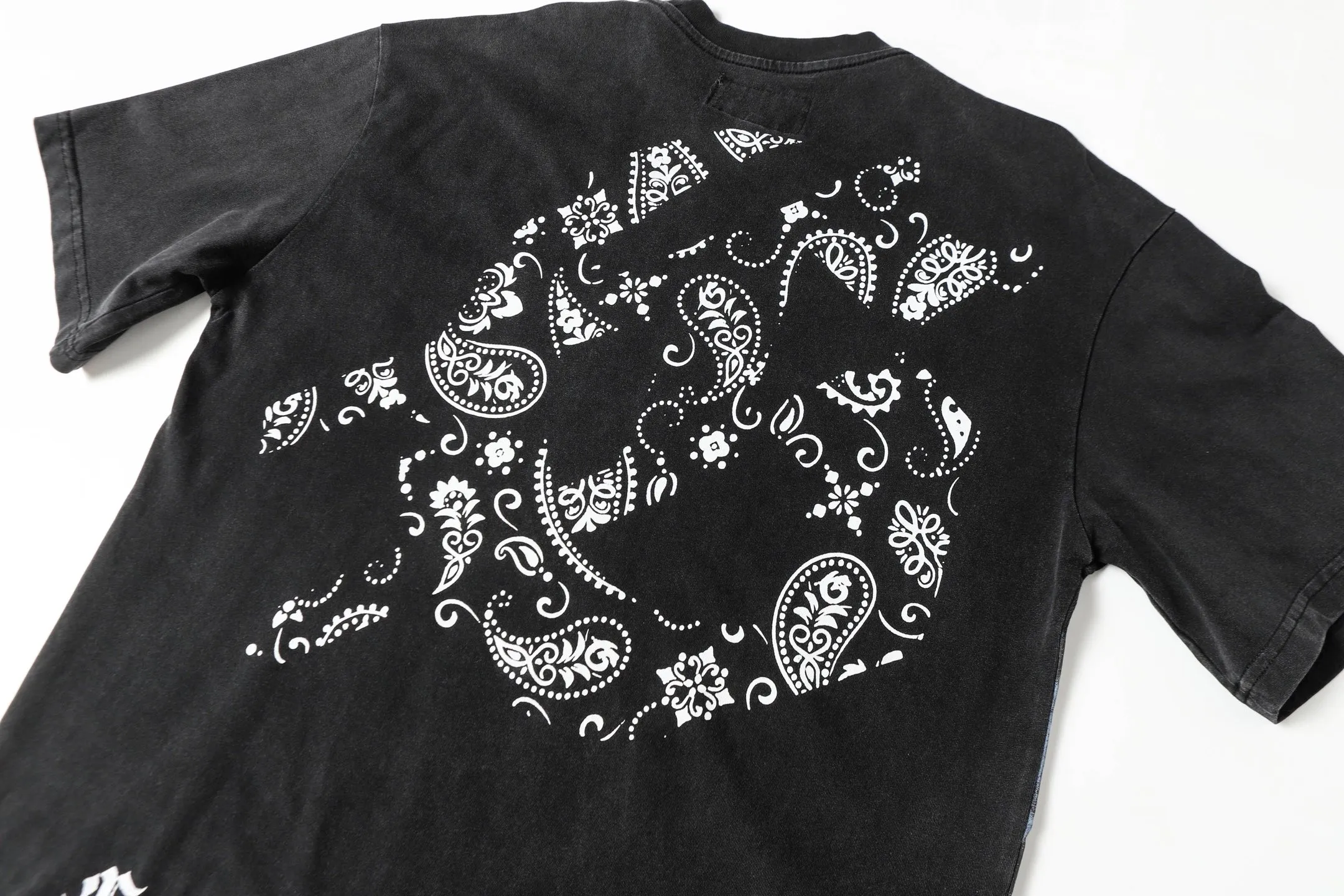 6003#washed black｜P116 Godspeed cross-border American rock and roll street washed retro style short-sleeved T (craft printing) fabric (fabric): 32 count combed double yarn 250g weight code number (size): S-M-L-XL color (colour): washed black
