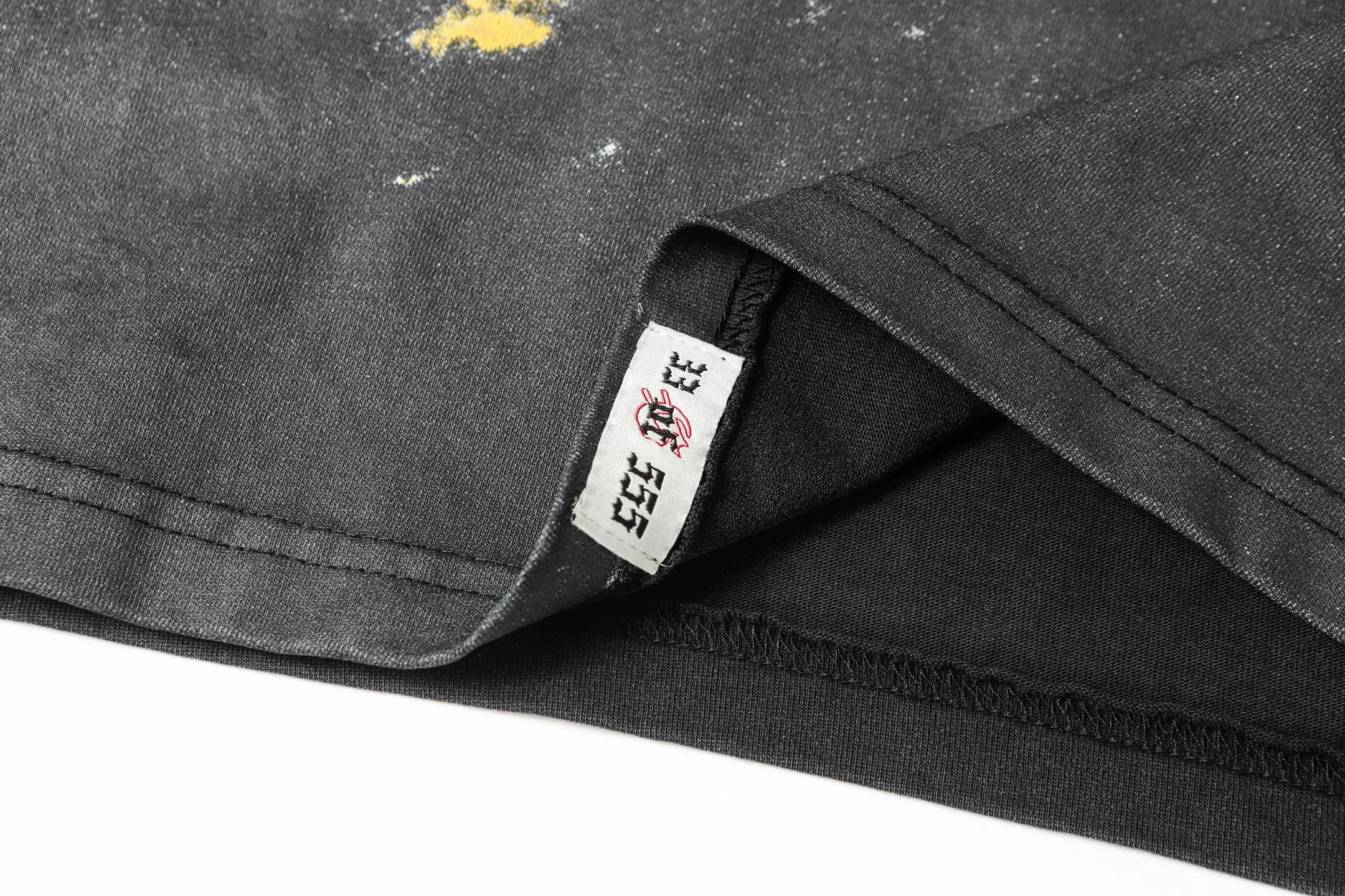 6003#washed black｜P116 Godspeed cross-border American rock and roll street washed retro style short-sleeved T (craft printing) fabric (fabric): 32 count combed double yarn 250g weight code number (size): S-M-L-XL color (colour): washed black