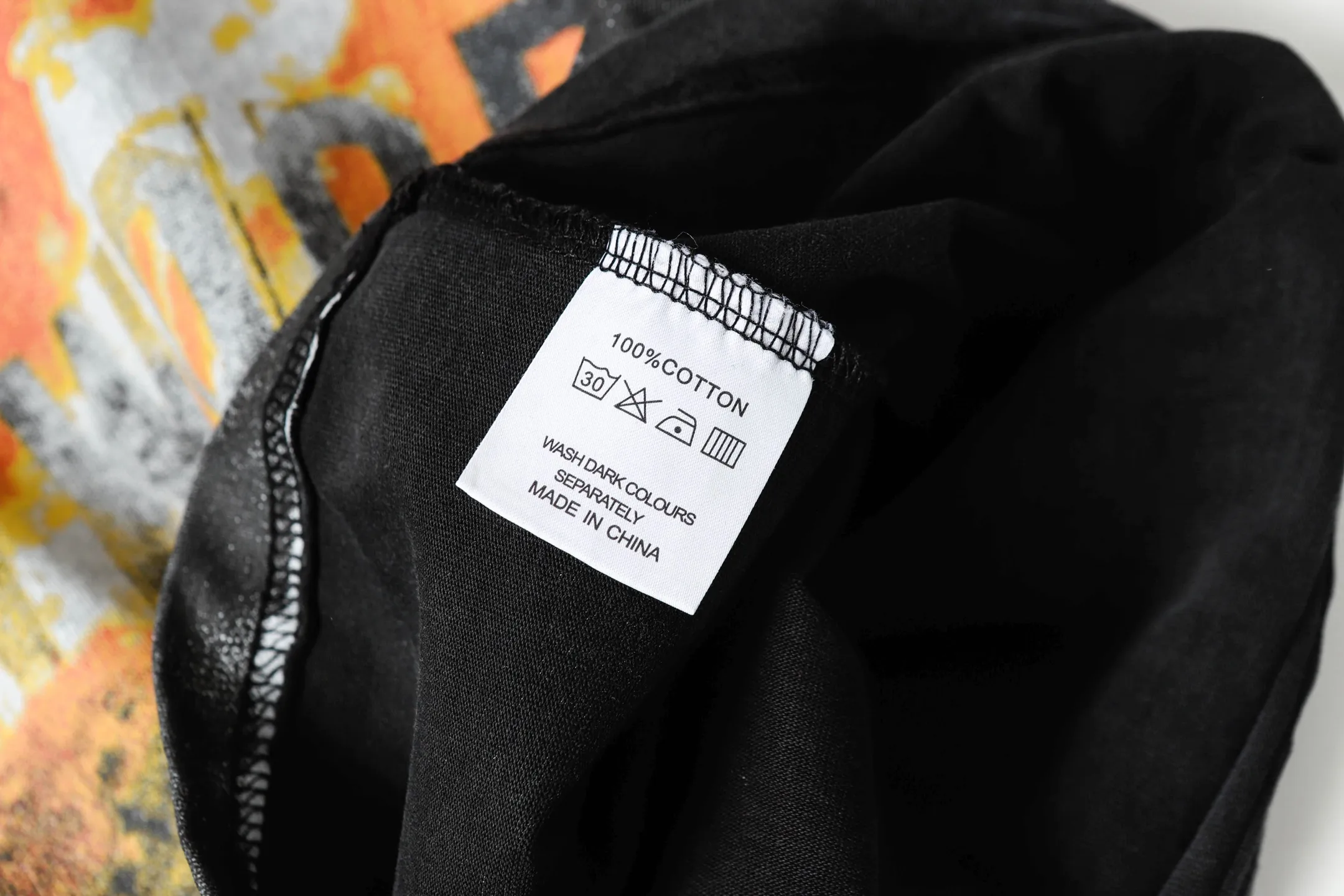 6003#washed black｜P116 Godspeed cross-border American rock and roll street washed retro style short-sleeved T (craft printing) fabric (fabric): 32 count combed double yarn 250g weight code number (size): S-M-L-XL color (colour): washed black