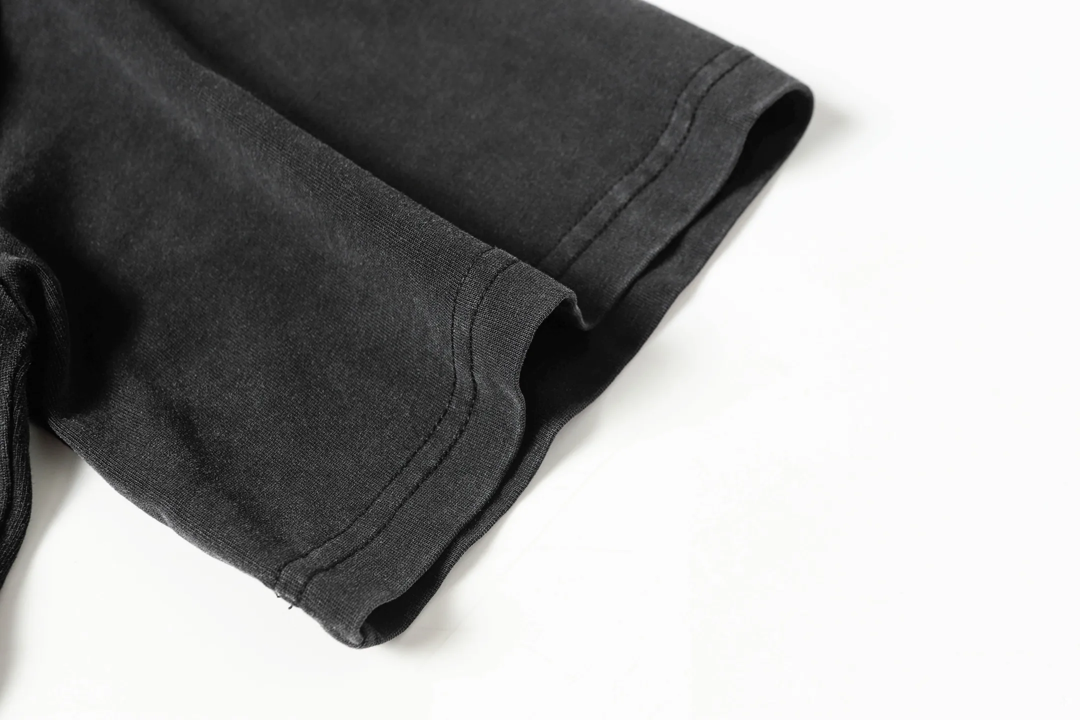 6003#washed black｜P116 Godspeed cross-border American rock and roll street washed retro style short-sleeved T (craft printing) fabric (fabric): 32 count combed double yarn 250g weight code number (size): S-M-L-XL color (colour): washed black