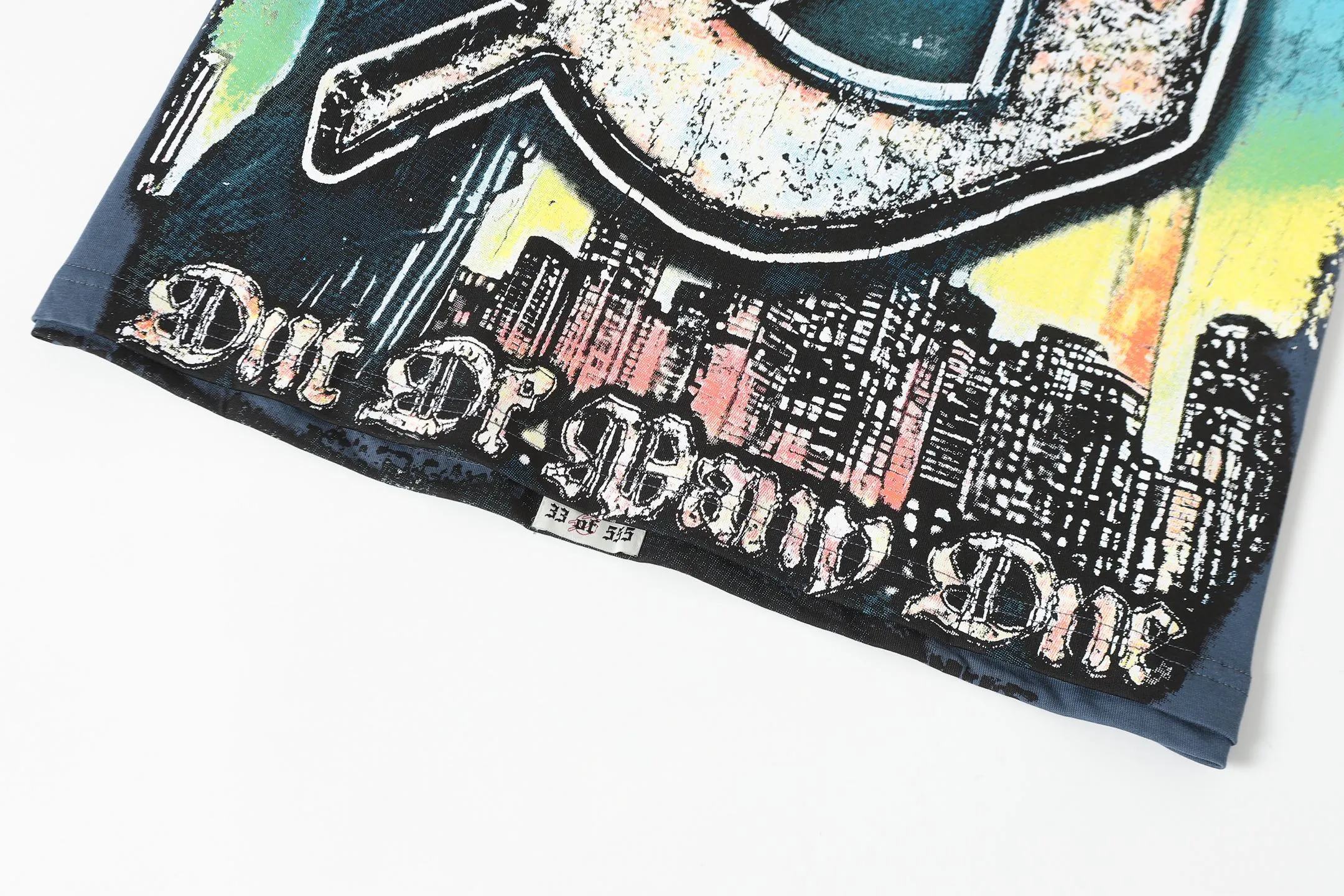 5093#sea blue/apricot P106 Godspeed cross-border American rock and roll street wash retro style short-sleeved T (craft printing) fabric (fabric) 32-count combed double yarn 240 grams weight code (size): S-M-L-XL color (colour): apricot/sea blue