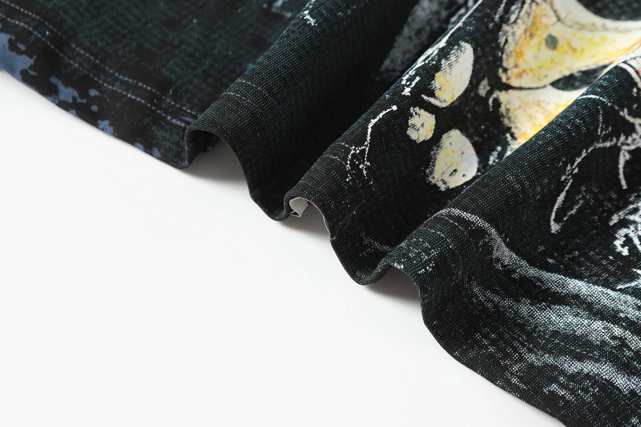 5093#sea blue/apricot P106 Godspeed cross-border American rock and roll street wash retro style short-sleeved T (craft printing) fabric (fabric) 32-count combed double yarn 240 grams weight code (size): S-M-L-XL color (colour): apricot/sea blue