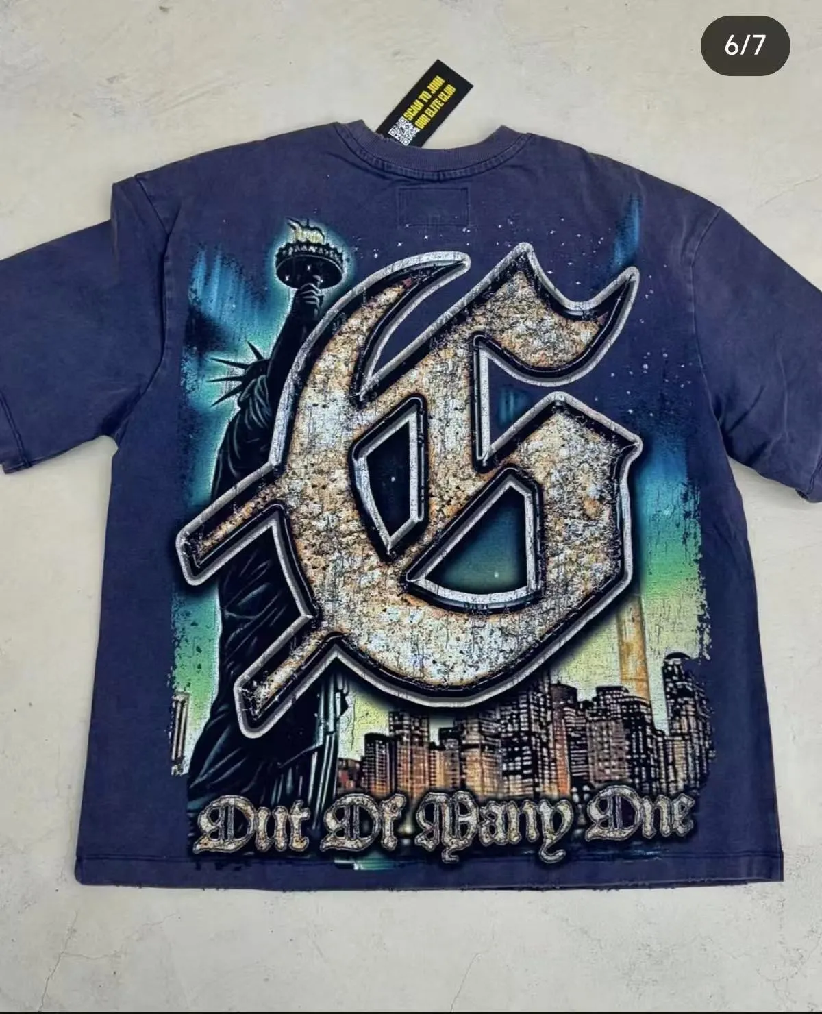 5093#sea blue/apricot P106 Godspeed cross-border American rock and roll street wash retro style short-sleeved T (craft printing) fabric (fabric) 32-count combed double yarn 240 grams weight code (size): S-M-L-XL color (colour): apricot/sea blue