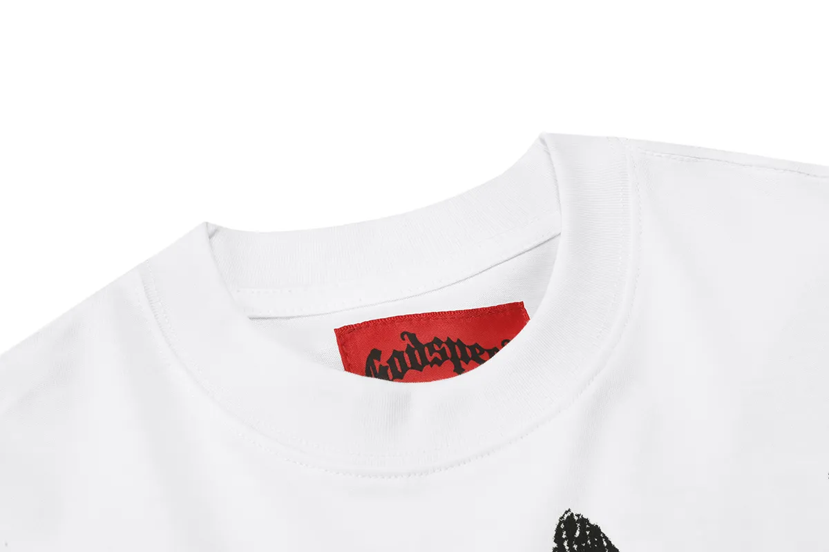Godspeed high-quality full-body white ink direct-jet short-sleeved P110 full-body printing, no glue-like printing, very breathable, S-XL loose fit