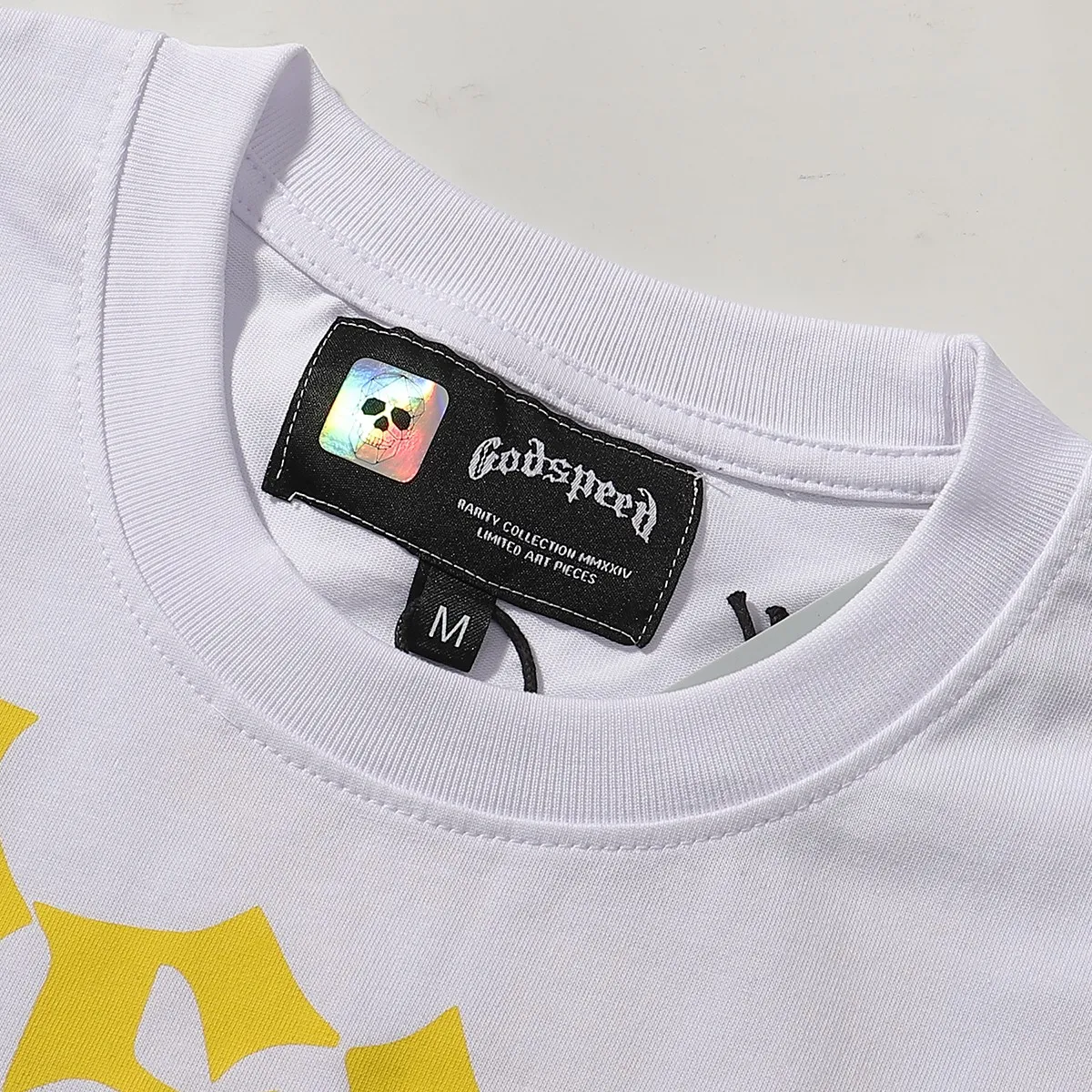 No. 7027, American fashion Godspeed knight rose print high quality double yarn pure cotton casual short-sleeved T-shirt batch 110 Color: black, white; Size: S M L XL