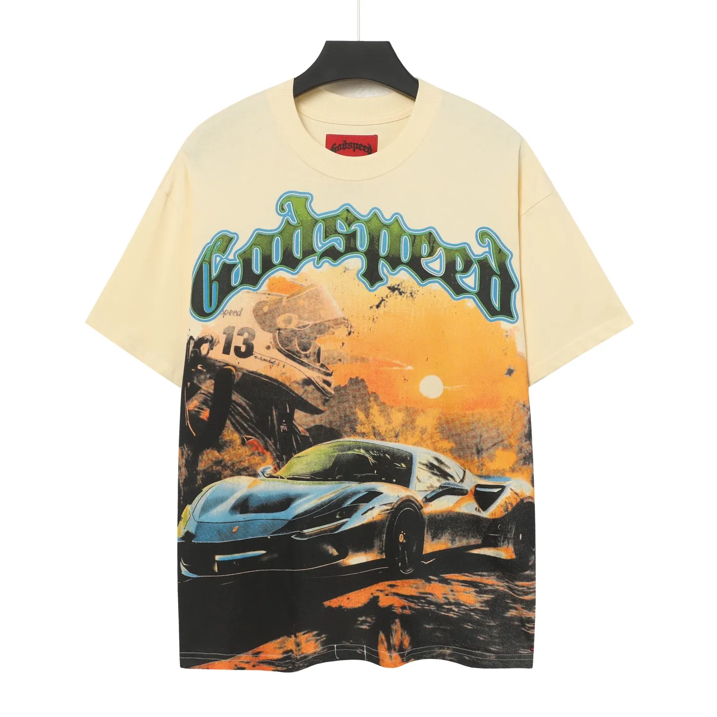 5016#apricot|P104 Godspeed cross-border American rock and roll street washed retro style short-sleeved T (craft printing) fabric (fabric): 32-count combed double yarn 240 grams weight code number (size): S-M-L-XL color (colour): apricot,