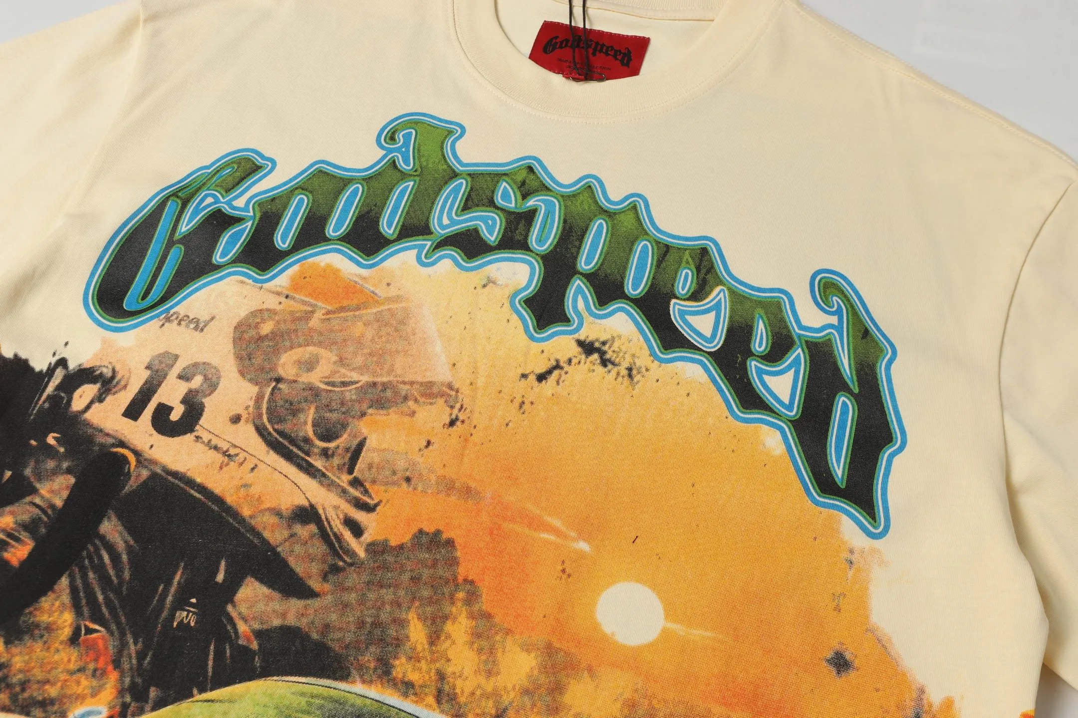 5016#apricot|P104 Godspeed cross-border American rock and roll street washed retro style short-sleeved T (craft printing) fabric (fabric): 32-count combed double yarn 240 grams weight code number (size): S-M-L-XL color (colour): apricot,
