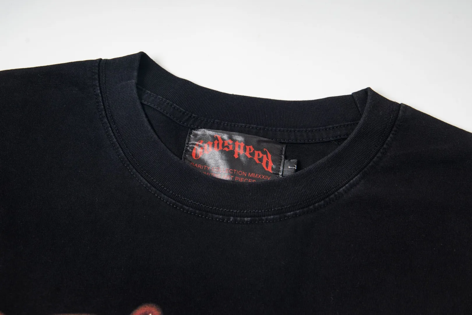G29# GodSpeed ​​white ink direct spray washed short-sleeved S-XL size black (washed) P126
