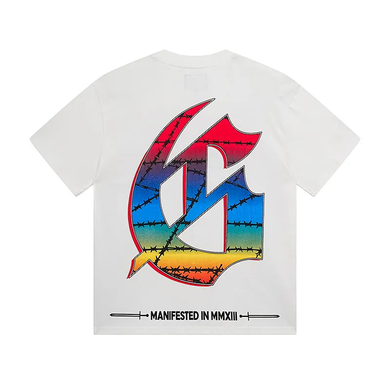 3128# P106 Real shot Godspeed American fashion rock street retro loose printed cotton short sleeves Fabric: 240g 32 count fine cotton double yarn pure cotton Color: off-white Size: S M L XL