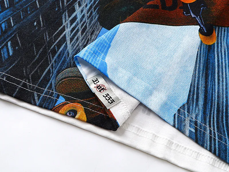 3128# P106 Real shot Godspeed American fashion rock street retro loose printed cotton short sleeves Fabric: 240g 32 count fine cotton double yarn pure cotton Color: off-white Size: S M L XL
