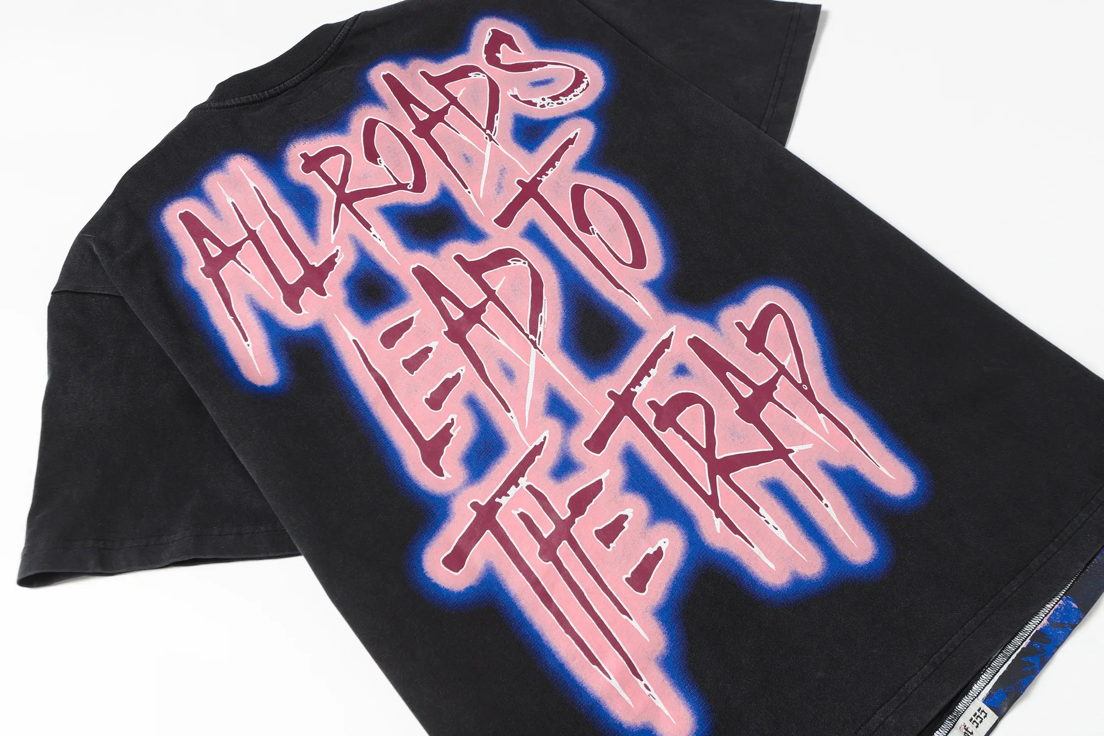 6088#washed black｜P116 Godspeed cross-border American rock and roll street washed retro style short-sleeved T (craft printing) fabric (fabric): 32 count combed double yarn 250g weight size (size): S-M-L-XL color (colour): washed black 👉 👉