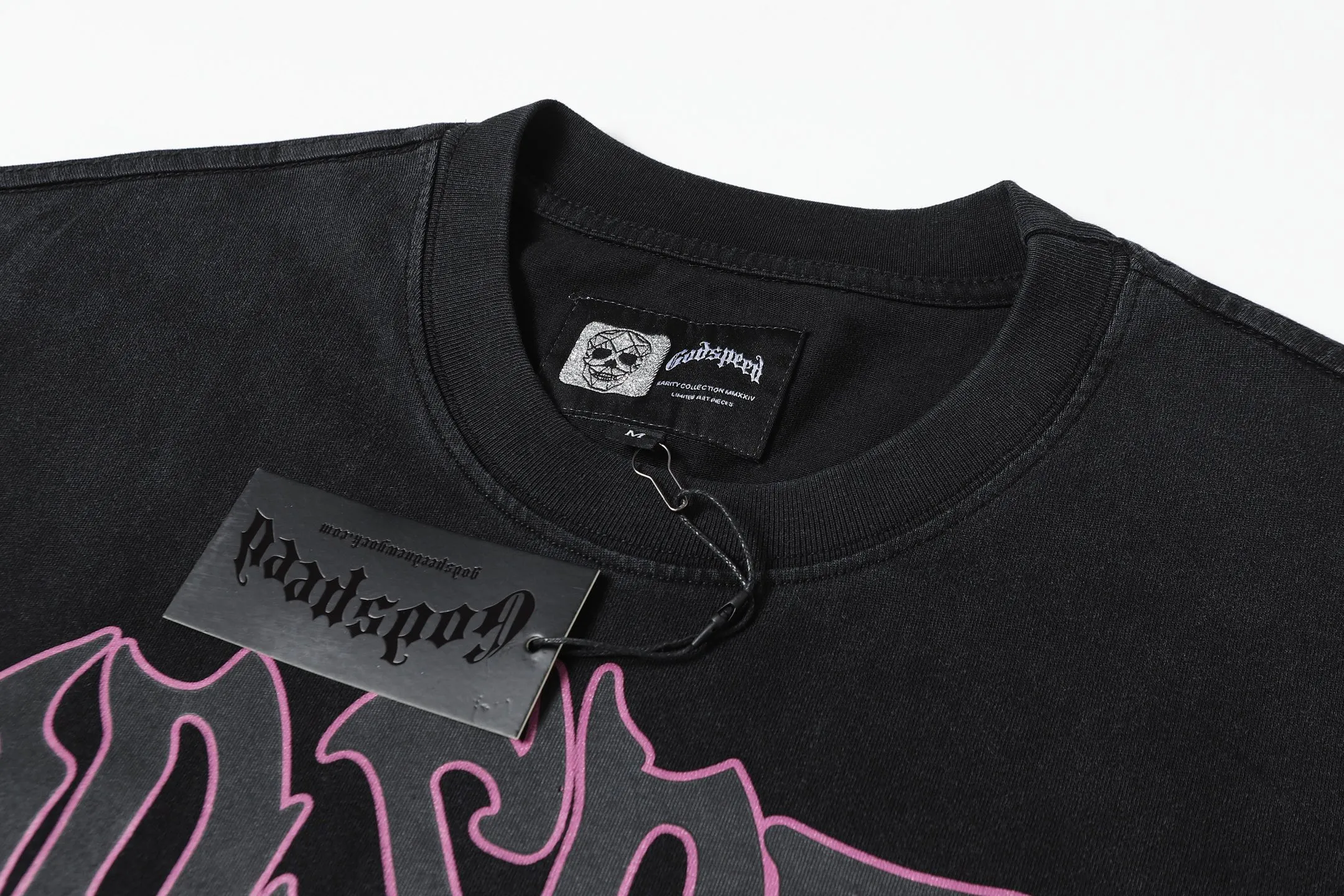 6088#washed black｜P116 Godspeed cross-border American rock and roll street washed retro style short-sleeved T (craft printing) fabric (fabric): 32 count combed double yarn 250g weight size (size): S-M-L-XL color (colour): washed black 👉 👉
