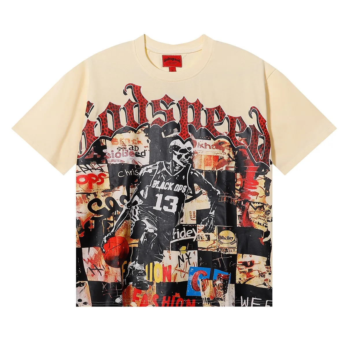 No. 7055, Mechao Godspeed basketball No. 13 athlete poster printing high-quality double yarn pure cotton round neck short-sleeved T-shirt batch 110 Color: black, apricot; Size: S M L XL