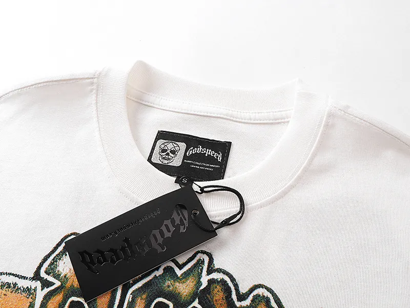 3120# P106 Real shot Godspeed American fashion rock street retro loose printed cotton short sleeves Fabric: 240g 32 count fine cotton double yarn pure cotton Color: off-white Size: S M L XL