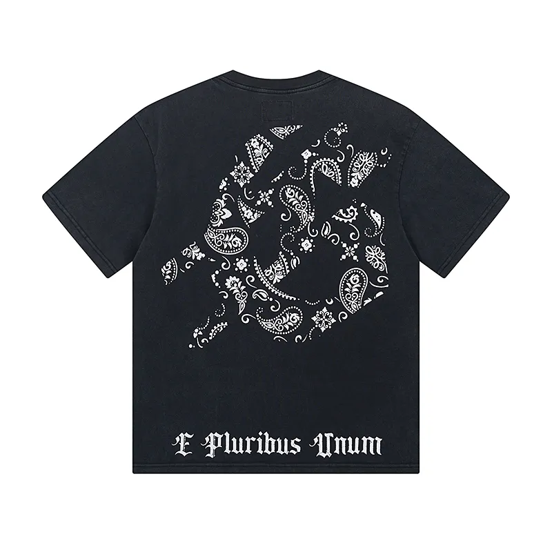 1007# P126 Washed Black Real Shot Godspeed American Fashion Rock Street Retro Washed Distressed Printed Cotton Short Sleeves Fabric: 250g 32 Count Fine Cotton Double Yarn Pure Cotton Color: Washed Black Size: S M L XL