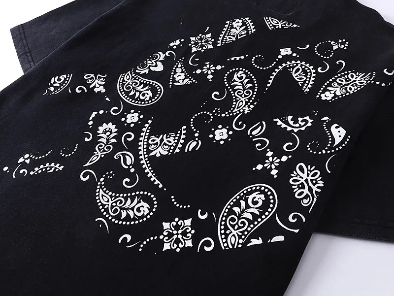 1007# P126 Washed Black Real Shot Godspeed American Fashion Rock Street Retro Washed Distressed Printed Cotton Short Sleeves Fabric: 250g 32 Count Fine Cotton Double Yarn Pure Cotton Color: Washed Black Size: S M L XL