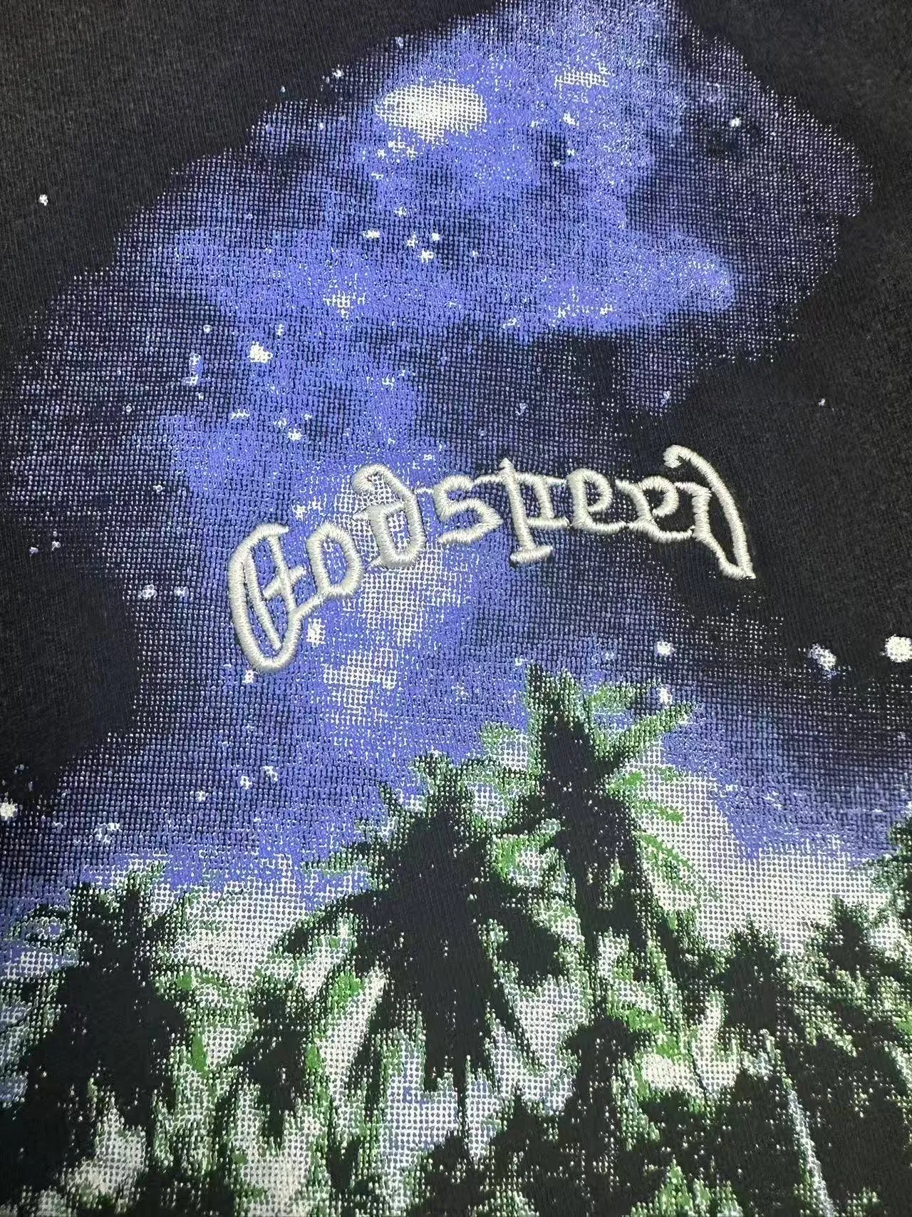 6110#washed black I P116 (HD printing + English embroidery) Godspeed cross-border American rock and roll street washed retro style short-sleeved T (craft printing) fabric (fabric): 32 counts combed double yarn 250 grams weight code (size): S-M-L-XL color (colour): washed black
