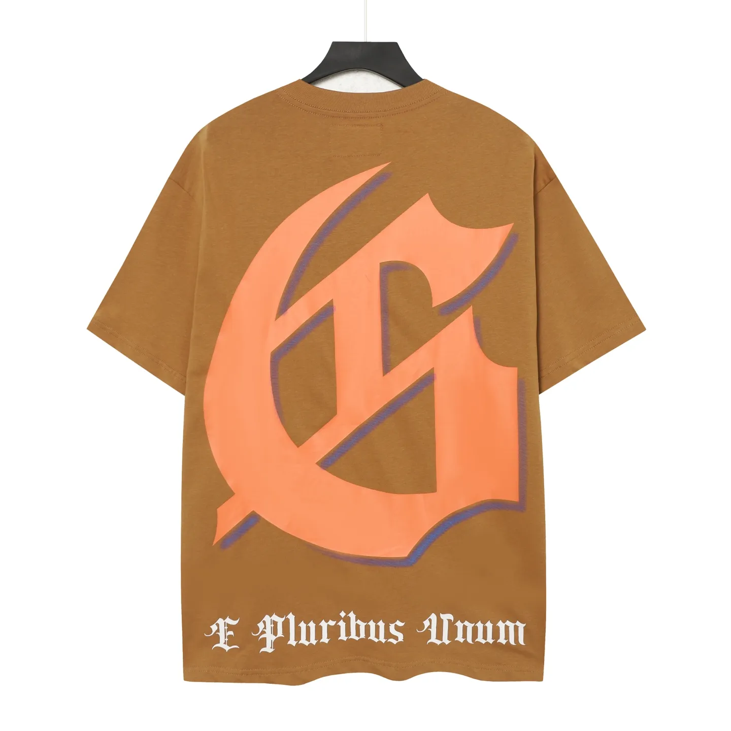 5089# Brown I P104 Godspeed cross-border American rock and roll street washed retro style short-sleeved T (craft printing) fabric (fabric) 32 counts combed double yarn 240 grams weight code number (size): S-M-L-XL color (colour): brown