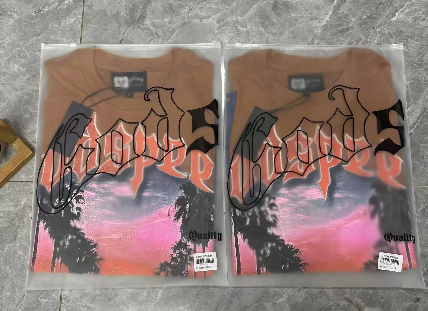 5089# Brown I P104 Godspeed cross-border American rock and roll street washed retro style short-sleeved T (craft printing) fabric (fabric) 32 counts combed double yarn 240 grams weight code number (size): S-M-L-XL color (colour): brown