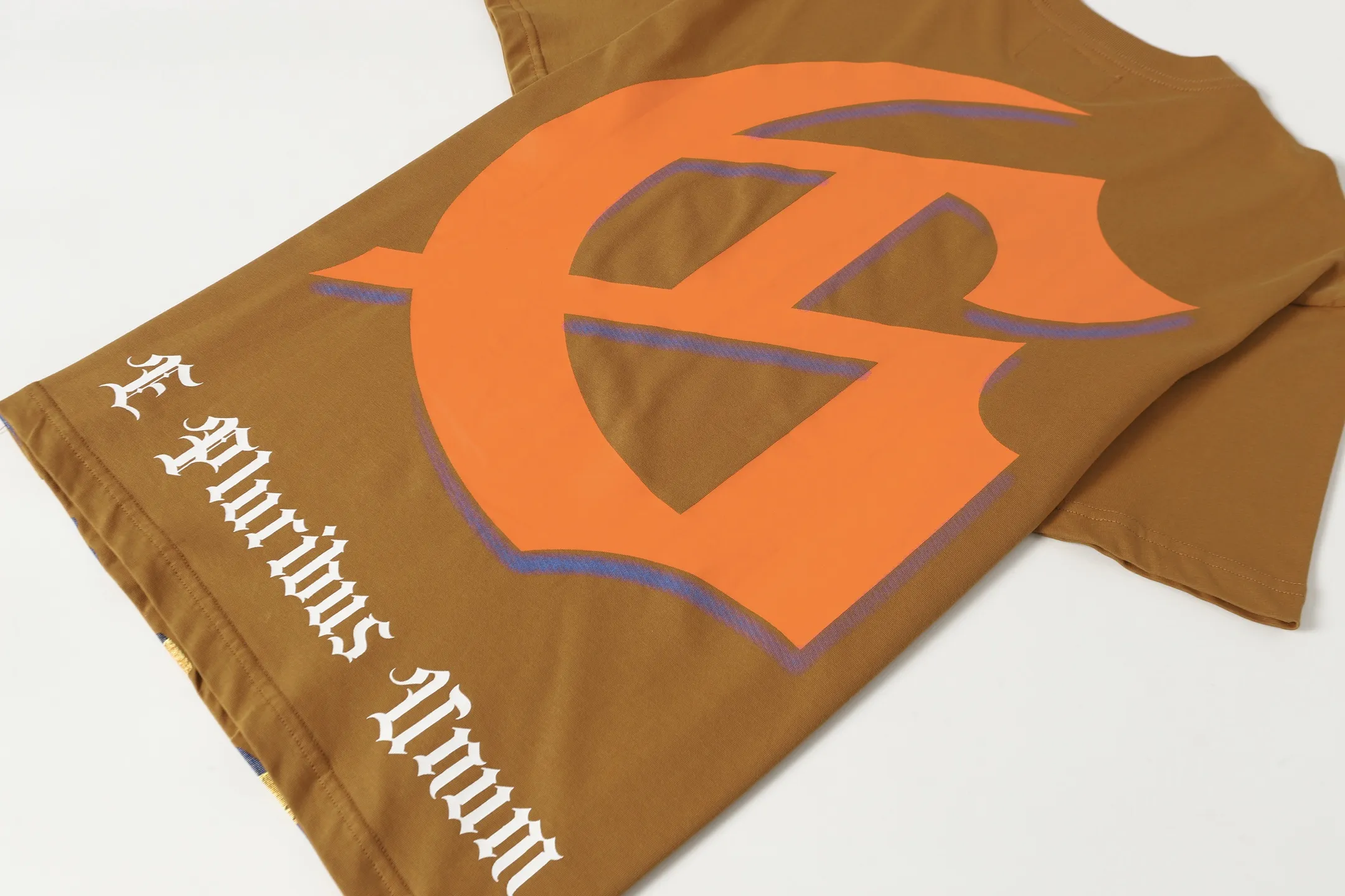 5089# Brown I P104 Godspeed cross-border American rock and roll street washed retro style short-sleeved T (craft printing) fabric (fabric) 32 counts combed double yarn 240 grams weight code number (size): S-M-L-XL color (colour): brown