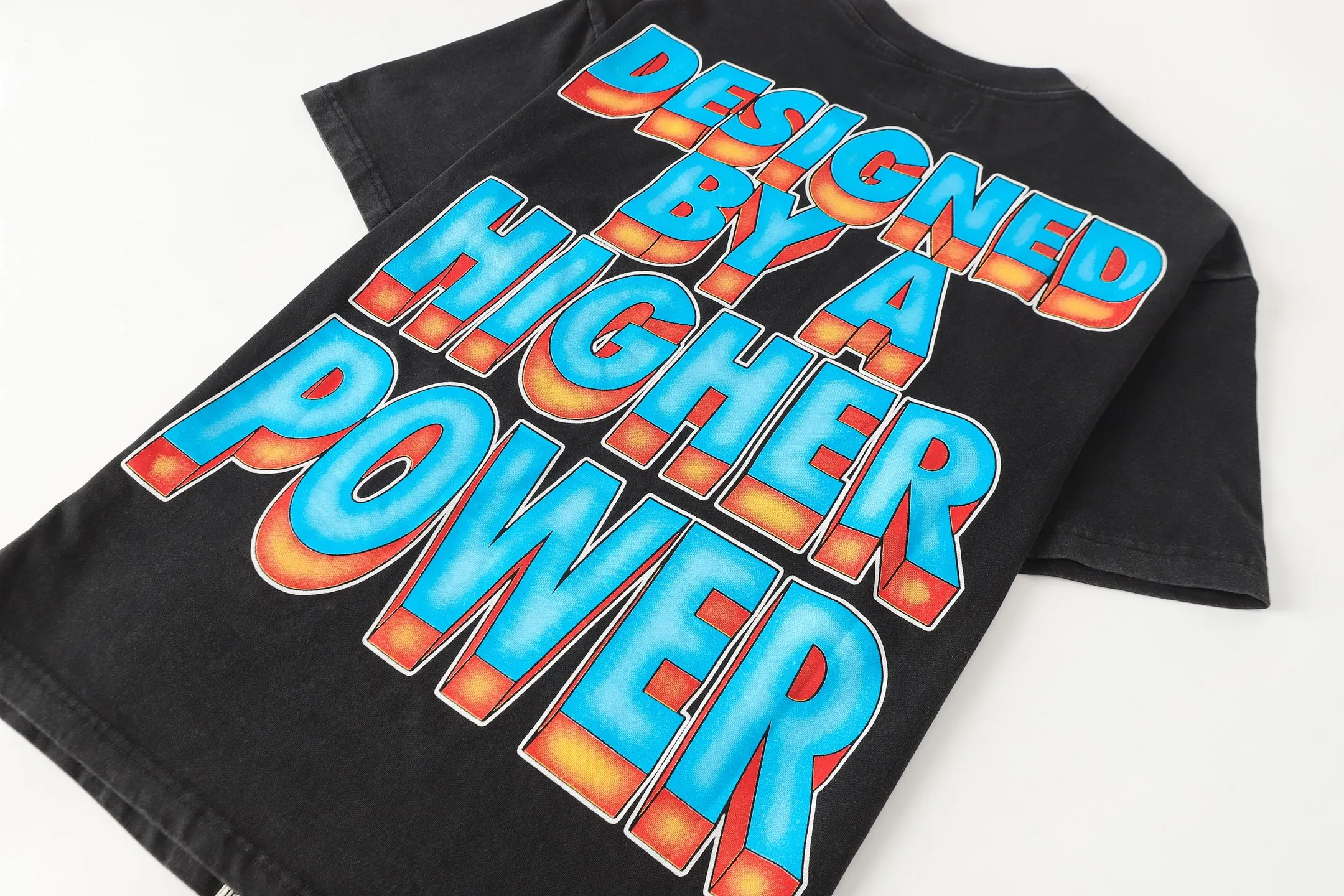 6108# washed black I P116 Godspeed cross-border American rock and roll street washed retro style short-sleeved T (craft printing) fabric (fabric): 32 count combed double yarn 250 grams weight code number (size): S-M-L-XL color (colour): washed black