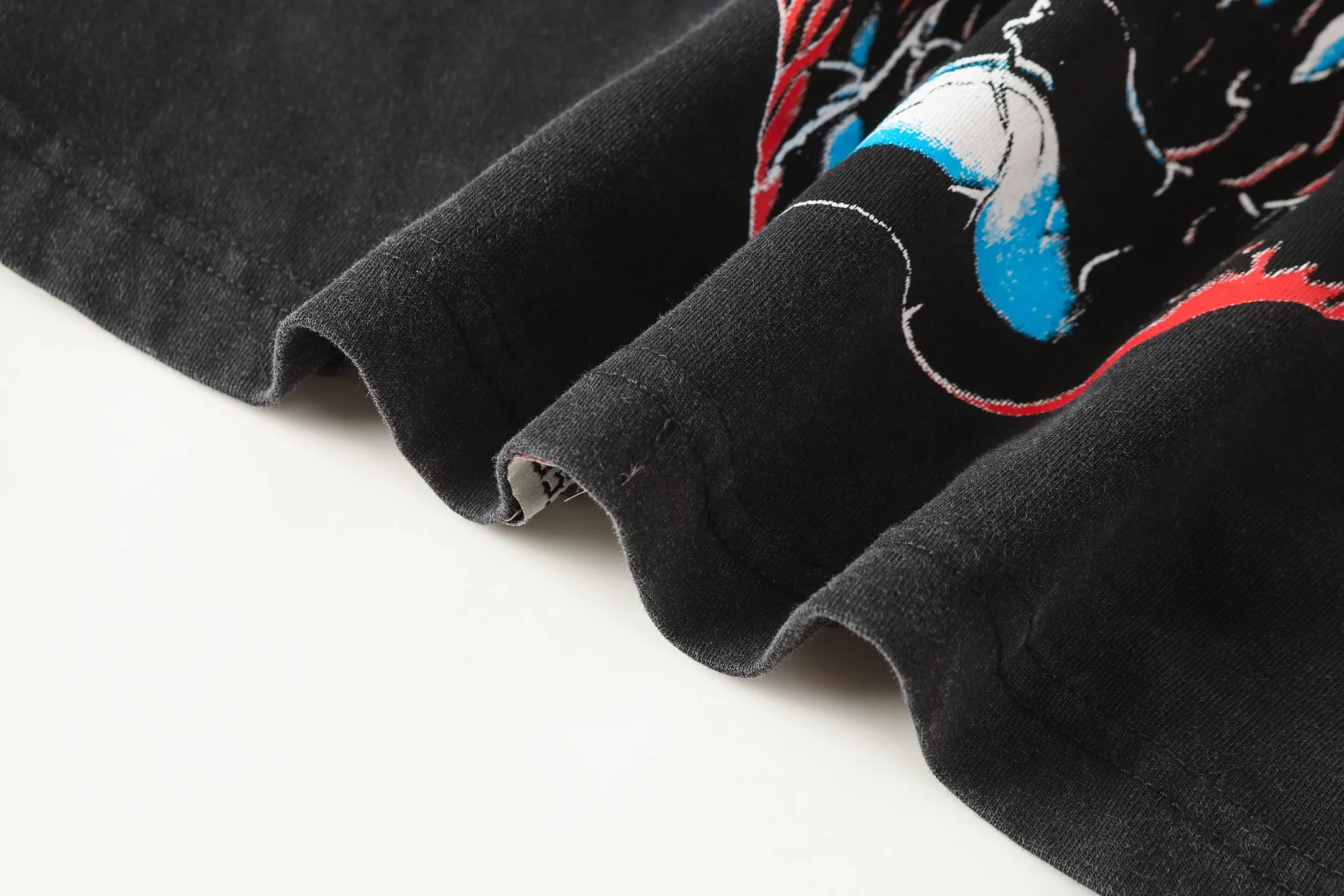 6108# washed black I P116 Godspeed cross-border American rock and roll street washed retro style short-sleeved T (craft printing) fabric (fabric): 32 count combed double yarn 250 grams weight code number (size): S-M-L-XL color (colour): washed black