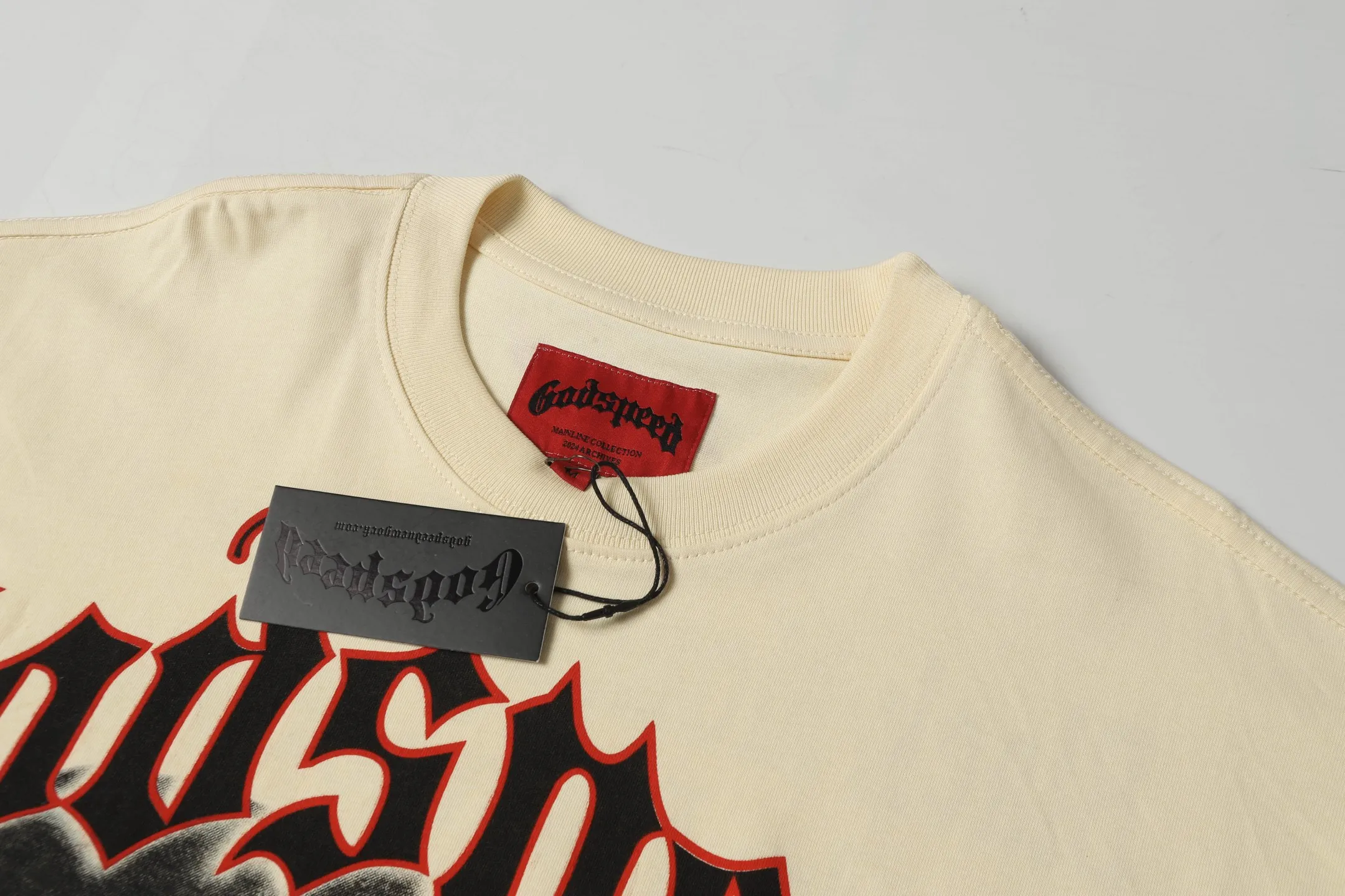 5069# Apricot | P104 Godspeed cross-border American rock and roll street washed retro style short-sleeved T (craft printing) fabric (fabric) 32 counts combed double yarn 240 grams weight code number (size): S-M-L-XL color (colour): apricot