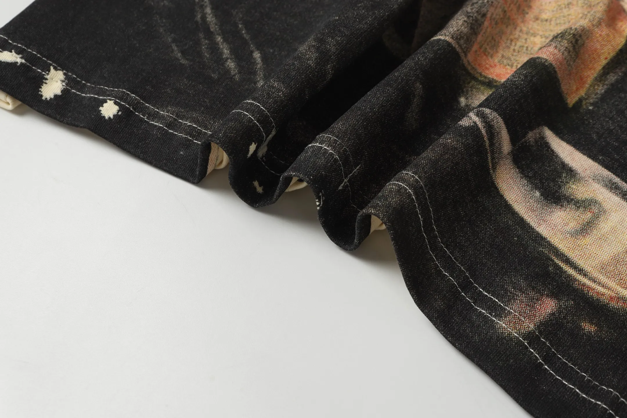 5069# Apricot | P104 Godspeed cross-border American rock and roll street washed retro style short-sleeved T (craft printing) fabric (fabric) 32 counts combed double yarn 240 grams weight code number (size): S-M-L-XL color (colour): apricot