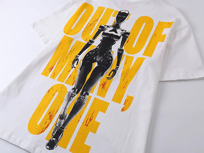 3021# P110 Real shot Godspeed American fashion rock street retro loose printed cotton short sleeves Fabric: 240g 32 count fine cotton double yarn pure cotton Color: off-white apricot Size: S M L XL
