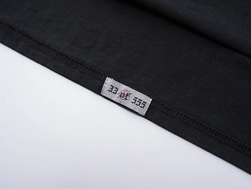 1055# P126 Washed Black Real Shot Godspeed American Fashion Rock Street Retro Washed Distressed Printed Cotton Short Sleeves Fabric: 250g 32 Count Fine Cotton Double Yarn Pure Cotton Color: Washed Black Size: S M L XL