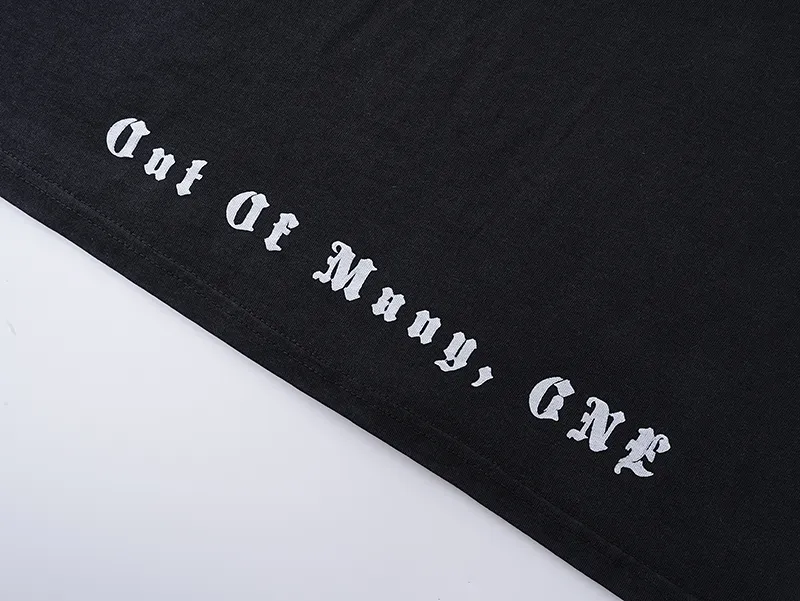 1055# P126 Washed Black Real Shot Godspeed American Fashion Rock Street Retro Washed Distressed Printed Cotton Short Sleeves Fabric: 250g 32 Count Fine Cotton Double Yarn Pure Cotton Color: Washed Black Size: S M L XL