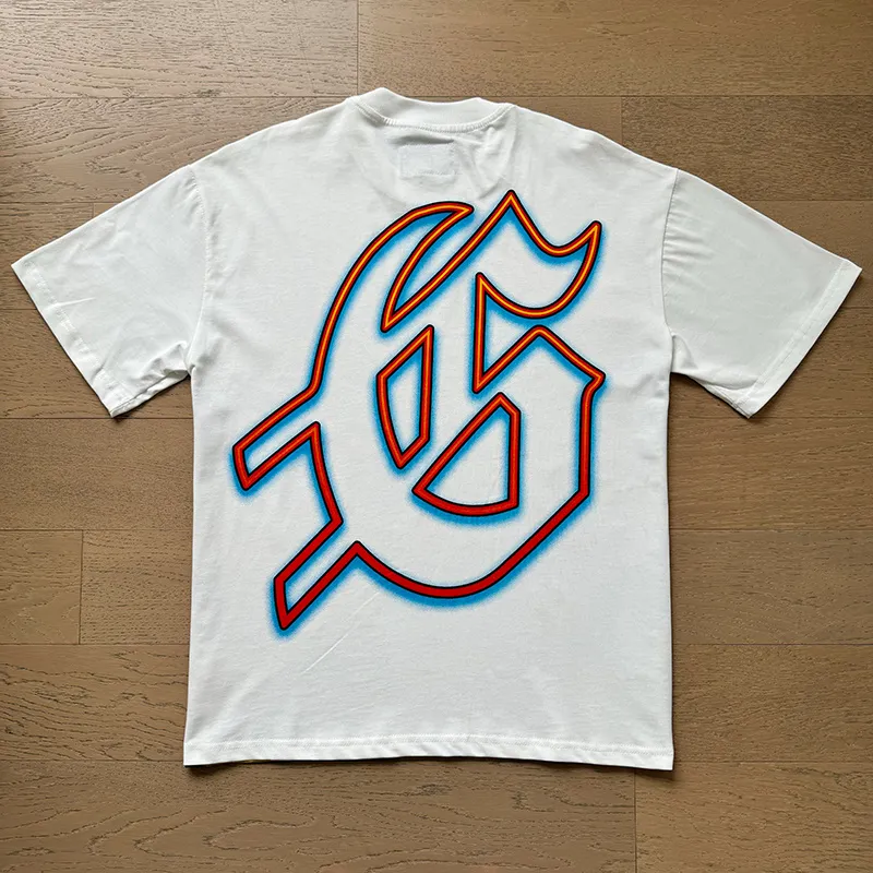 3121# P106 Real shot Godspeed American fashion rock street retro loose printed cotton short sleeves Fabric: 240g 32 count fine cotton double yarn pure cotton Color: off-white Size: S M L XL