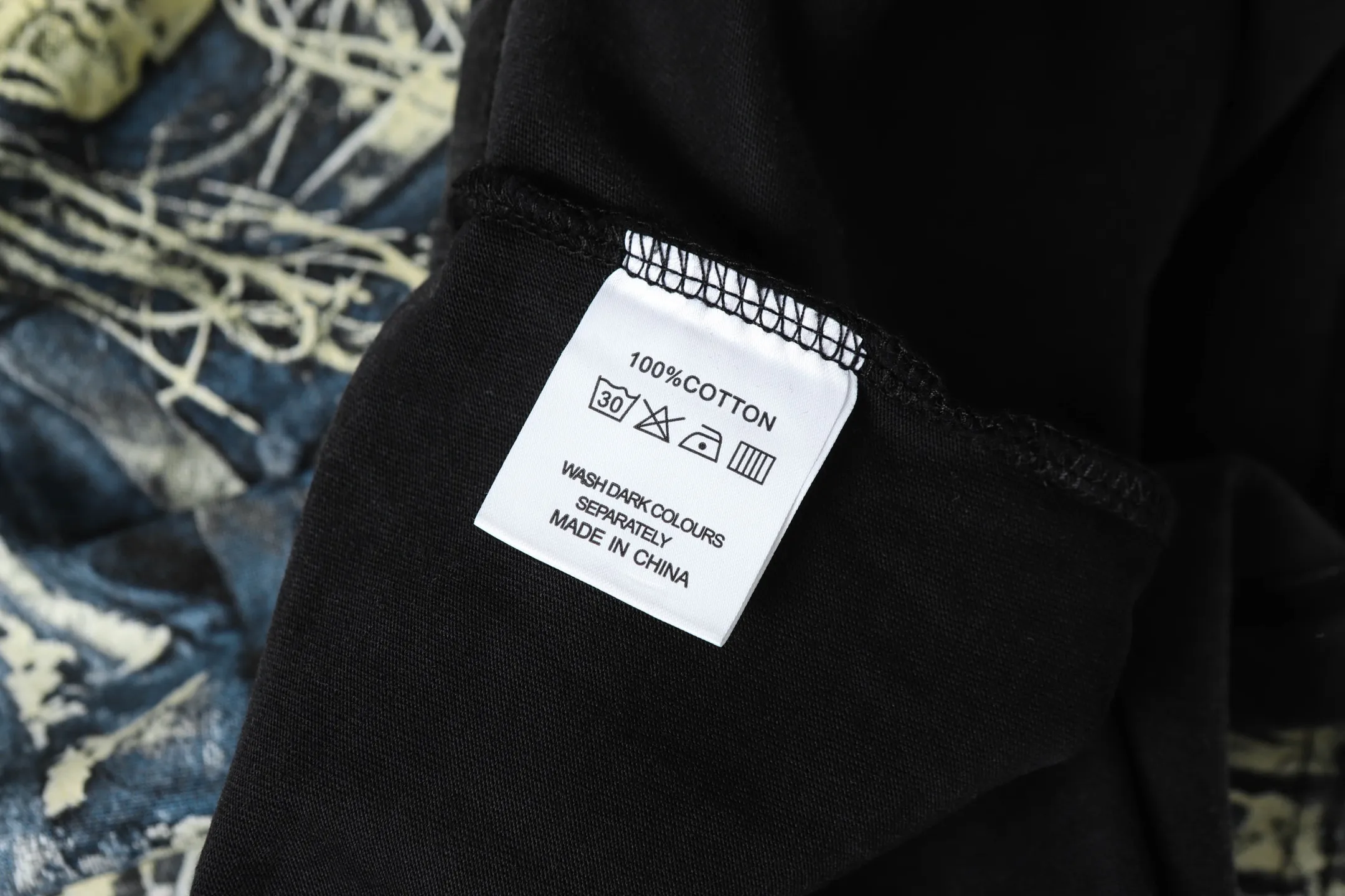 6067# washed black | P116 Godspeed cross-border American rock and roll street washed retro style short-sleeved T (craft printing) fabric (fabric): 32 count combed double yarn 250 grams weight code number (size): S-M-L-XL color (colour): washed black