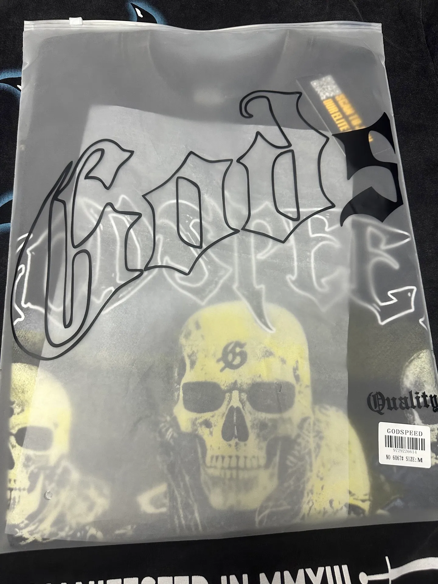 6067# washed black | P116 Godspeed cross-border American rock and roll street washed retro style short-sleeved T (craft printing) fabric (fabric): 32 count combed double yarn 250 grams weight code number (size): S-M-L-XL color (colour): washed black