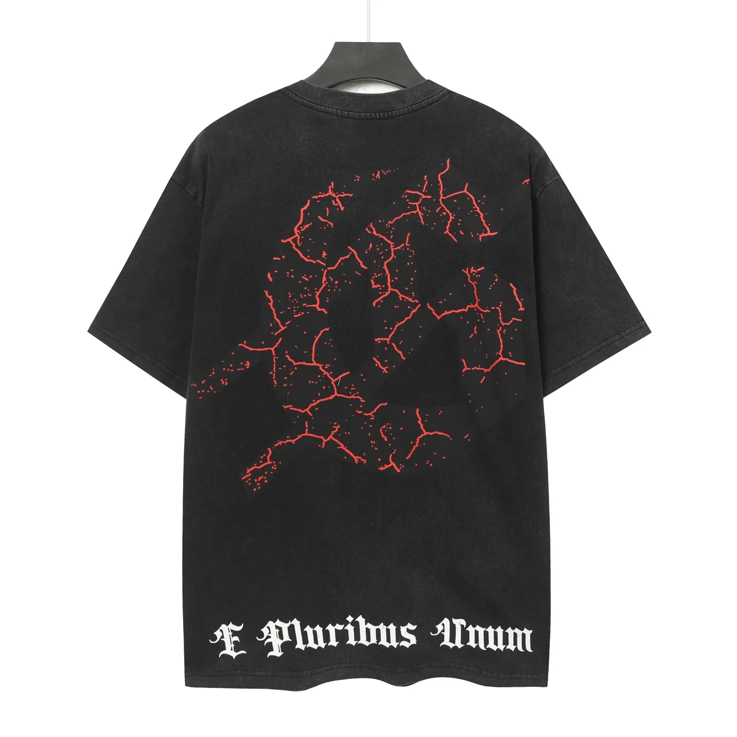 6073#washed black｜P116 Godspeed cross-border American rock and roll street washed retro style short-sleeved T (craft printing) fabric (fabric): 32 count combed double yarn 250g weight code number (size): S-M-L-XL color (colour): washed black 👉