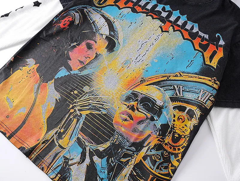 1153# P170 Real shot of Godspeed American fashion street retro washed and distressed fake two-piece pure cotton long T. Fabric: 270g 32 count fine cotton double yarn pure cotton Color: washed black washed blue code number: S M L XL