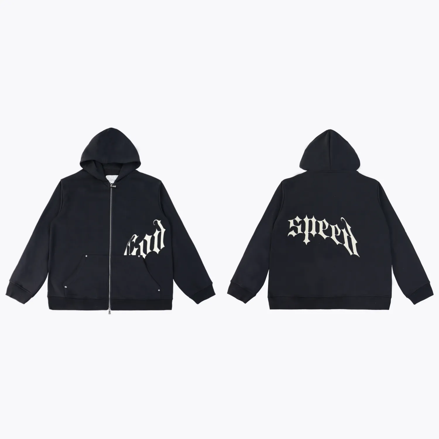 P216 Real shot high-level version of GODSPEED beauty trend simple letters, after 2025 European and American high street men's and women's cardigan hooded sweatshirt coat hoodie Color: black black black red red apricot black and white color blue gray code number: S M L XL